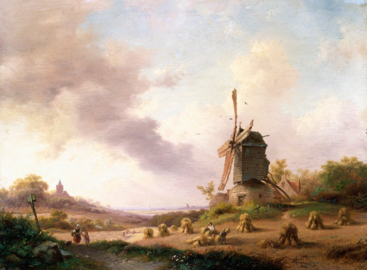 Erntearbeiter in einer weiten Landschaft, 1850 von Frederick Marianus Kruseman