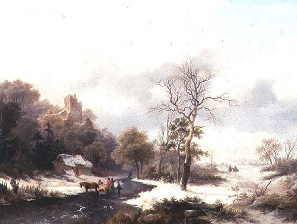 Reisende in einer Winterlandschaft von Frederick Marianus Kruseman