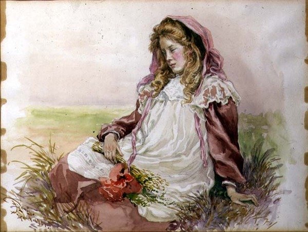 Mädchen mit Mohnblumen von Frederick S. Lewis