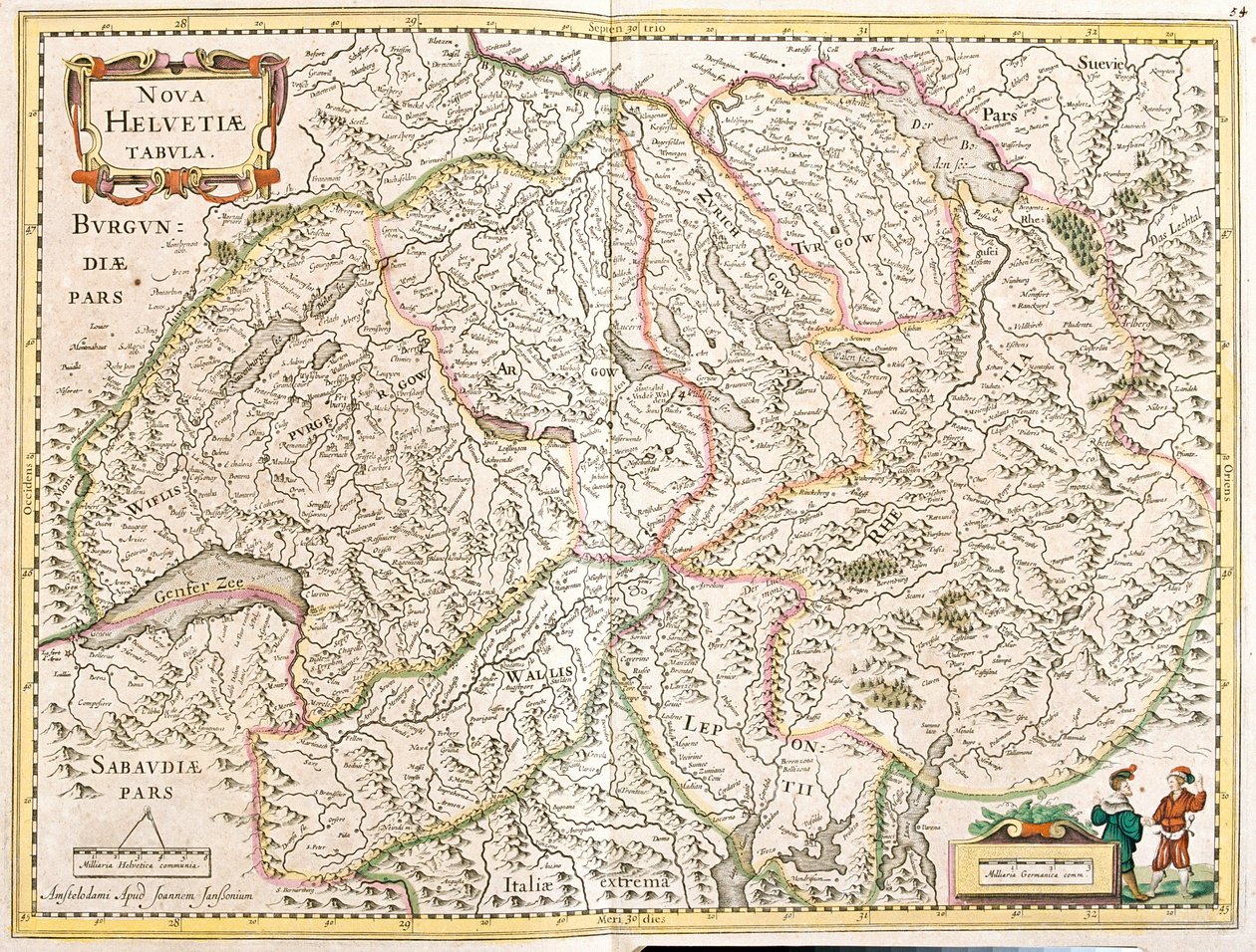 Karte der Schweiz von Frederick de Wit
