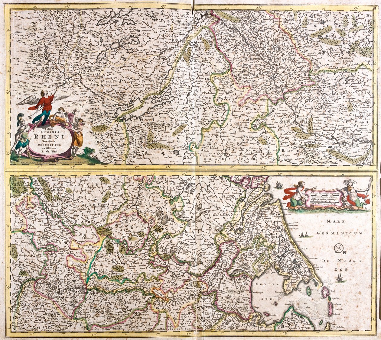 Der Lauf des Rheins von Frederick de Wit