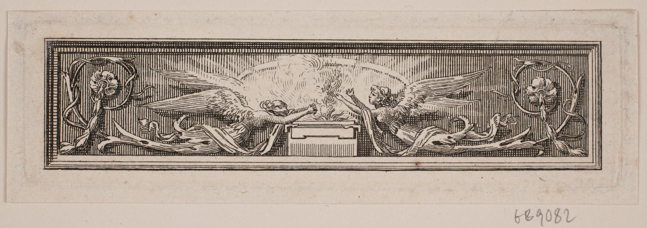 Ornament mit Altar und zwei Engeln von Frederik Ludvig  Bradt