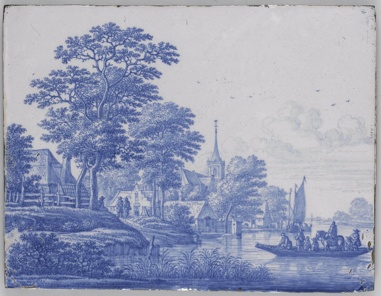 Rechteckige Plakette mit Flusslandschaft von Frederik van Frytom (attributed to)