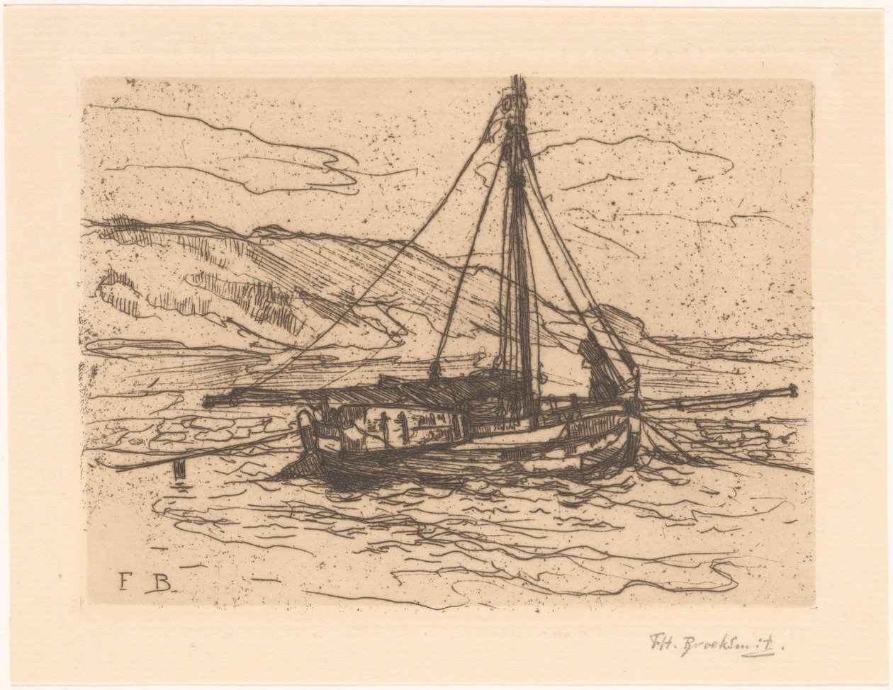 Garnelenboot auf See von Frederika Henriëtte Broeksmit (signed by artist)