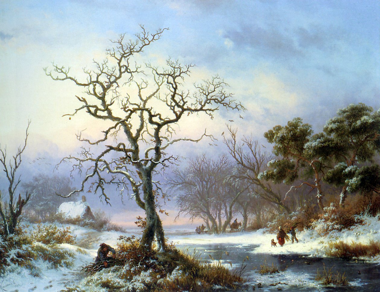 Reisigsammler in einer Winterlandschaft von Fredrik Marinus Kruseman