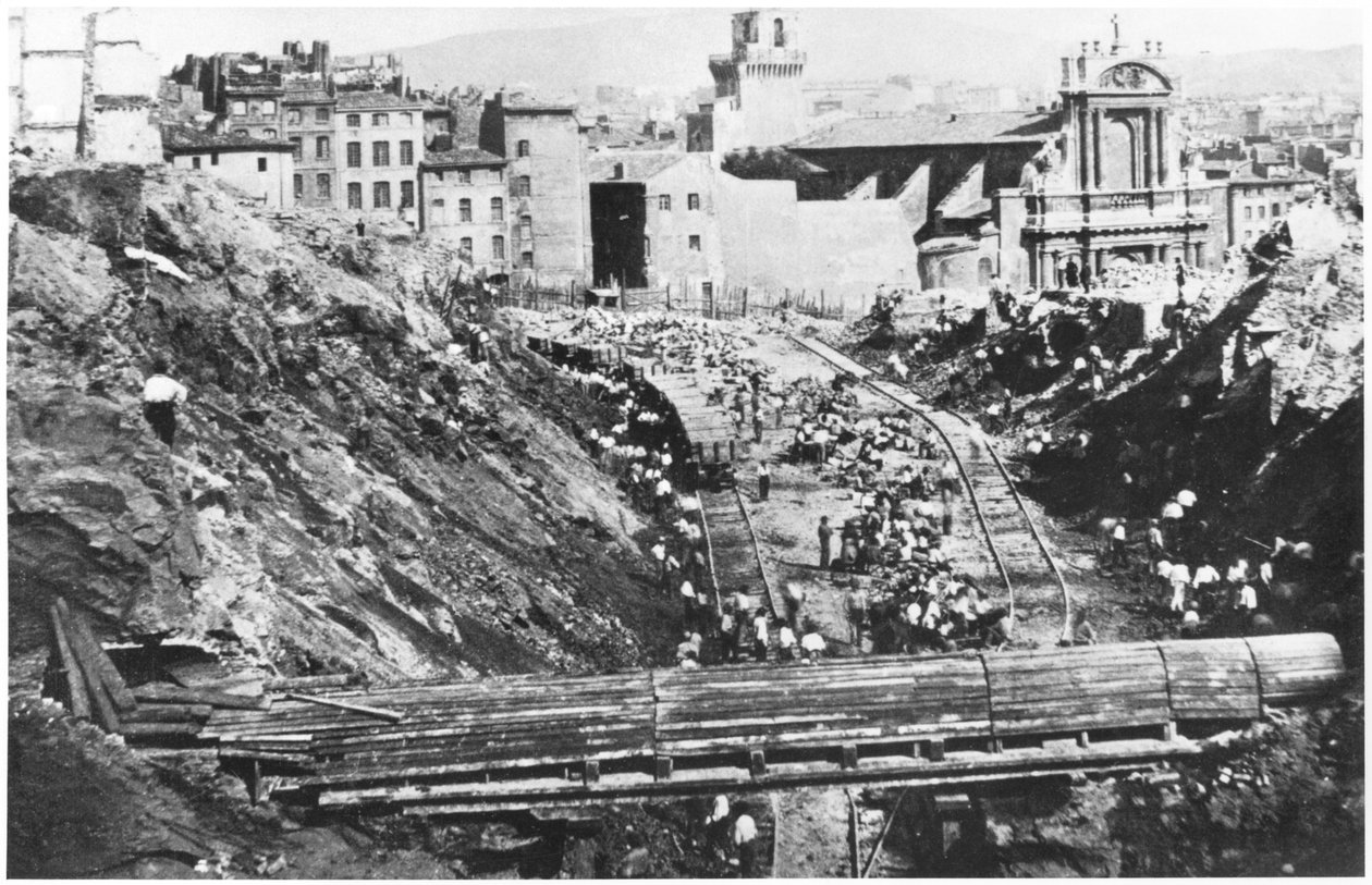 Bau der Rue Imperiale in Marseille, 1863 von French Photographer