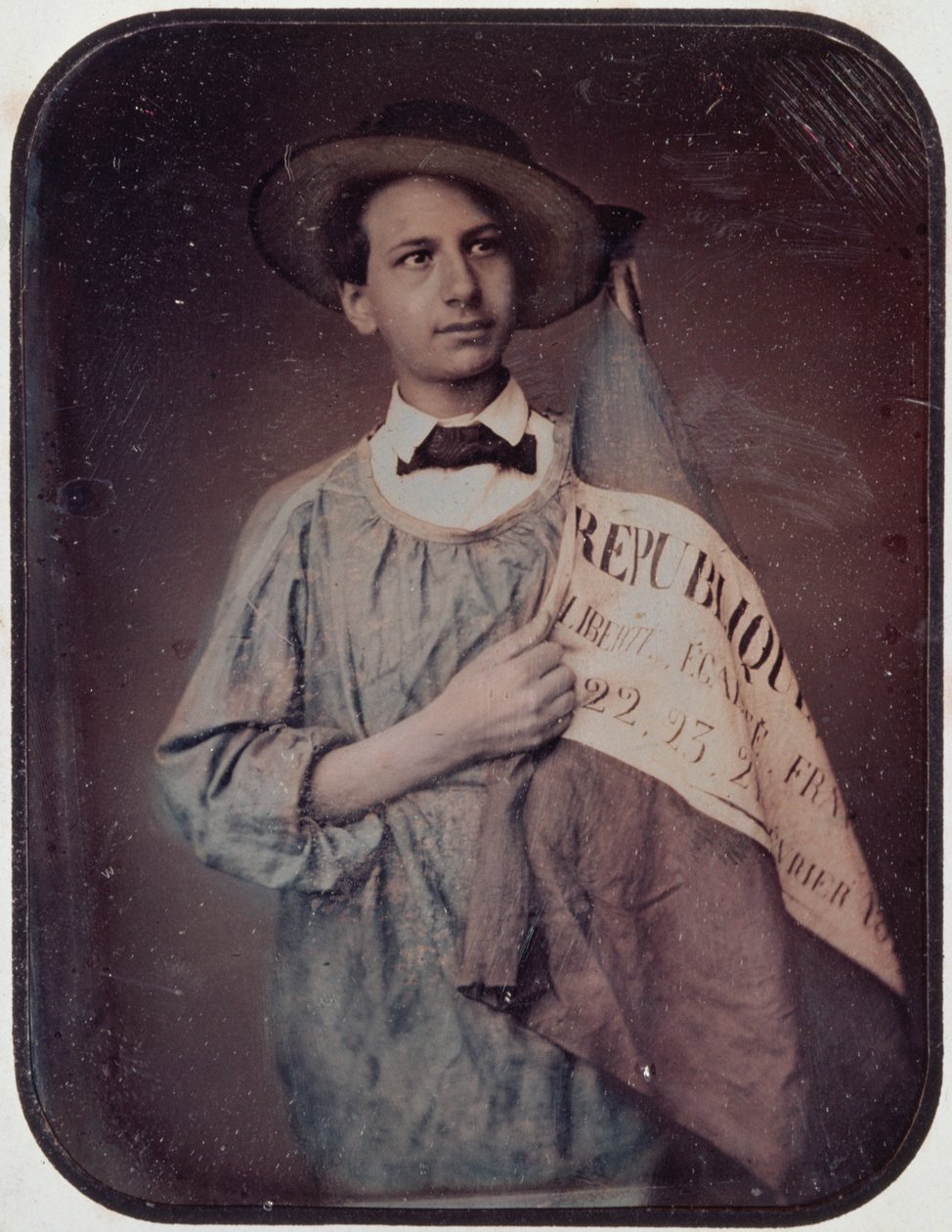 Junger Mann mit einer Flagge, 1848 von French Photographer
