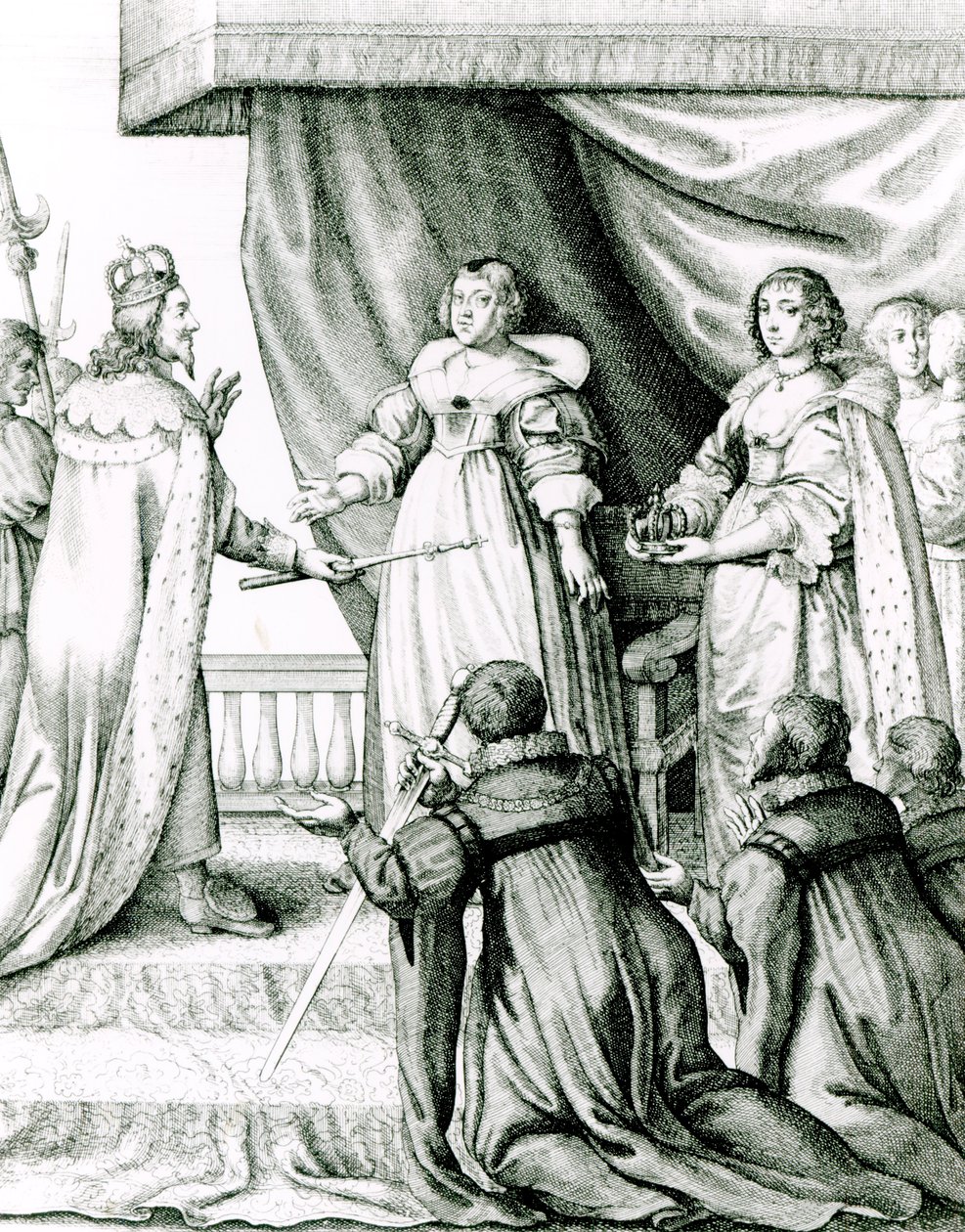 Karl I. erhält Zepter und Krone von French School