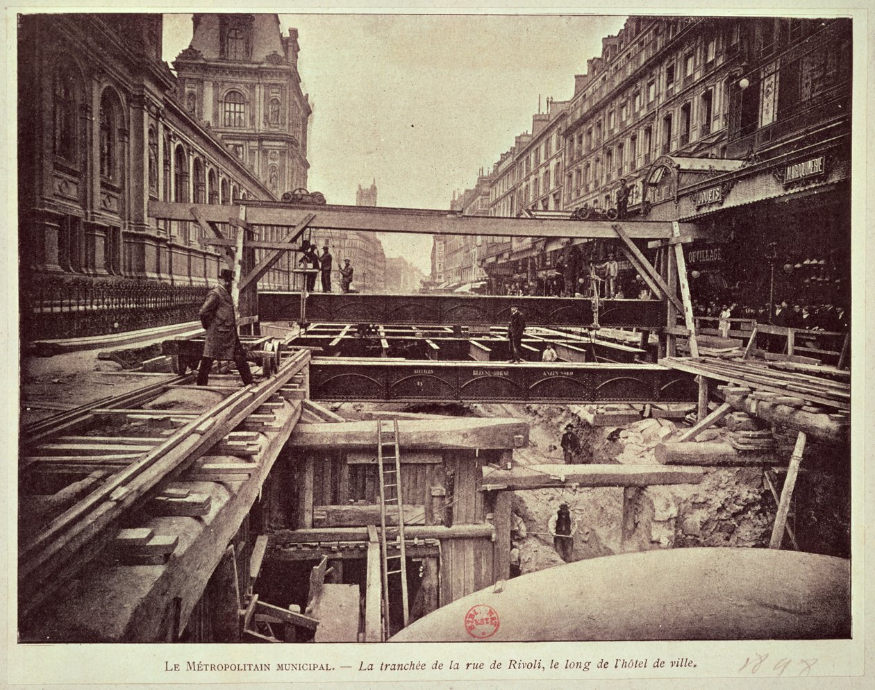 Bau des U-Bahn-Systems entlang der Rue de Rivoli, 1898 von French School