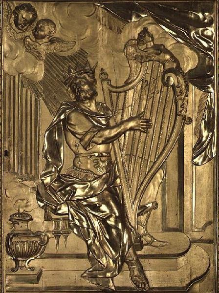 David spielt die Harfe (Detail) von French School