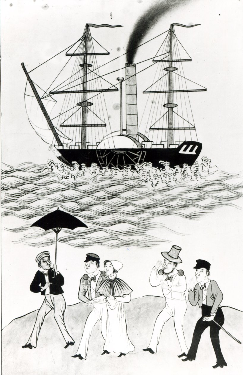 Englisches Dampfschiff in Kanton, 1840 von French School