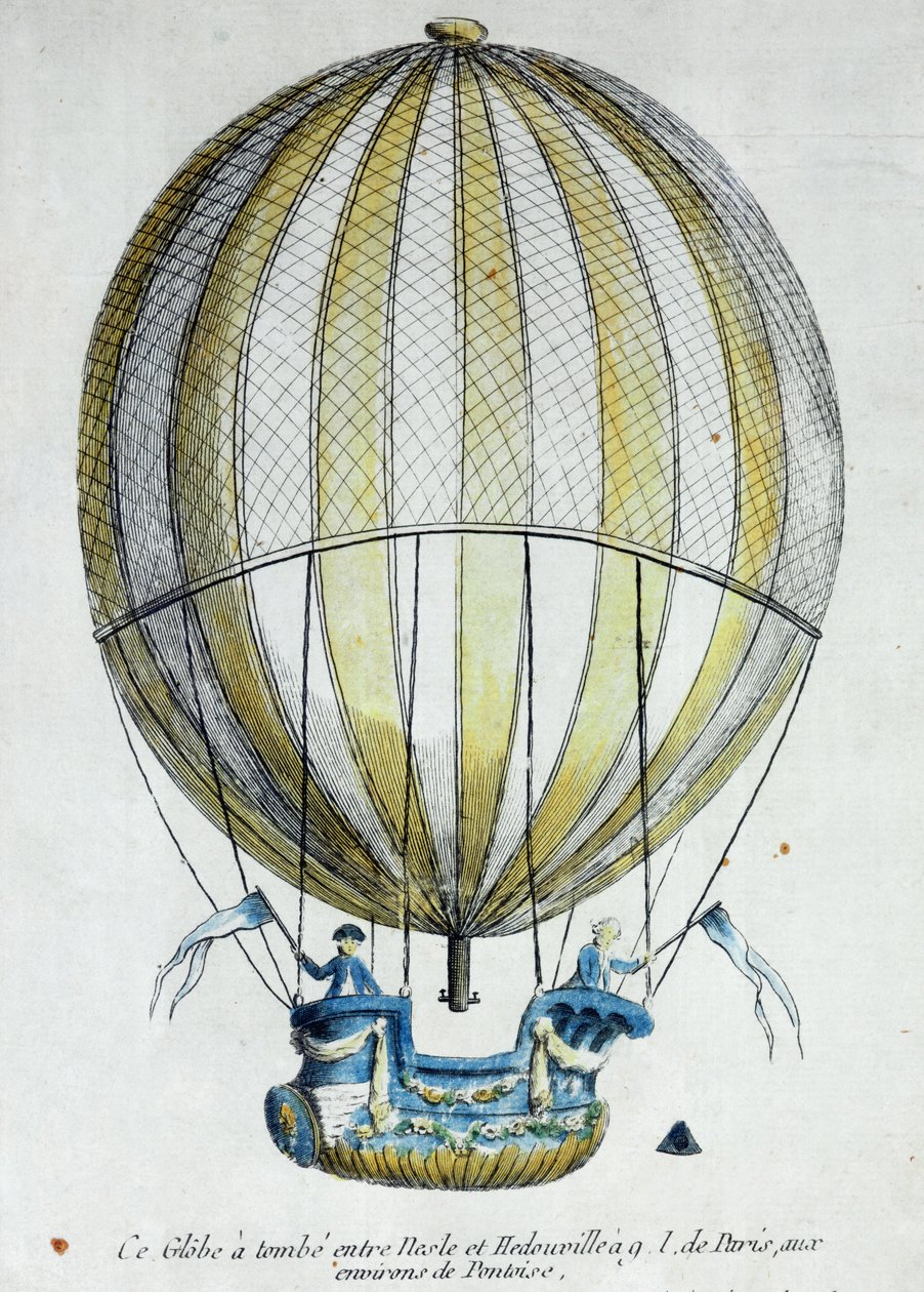 Der Ballon von Jacques Charles (1746-1823) und Nicholas Robert (1761-1828), verwendet bei ihrem Flug vom Jardin des Tuileries, 1. Dezember 1783 von French School