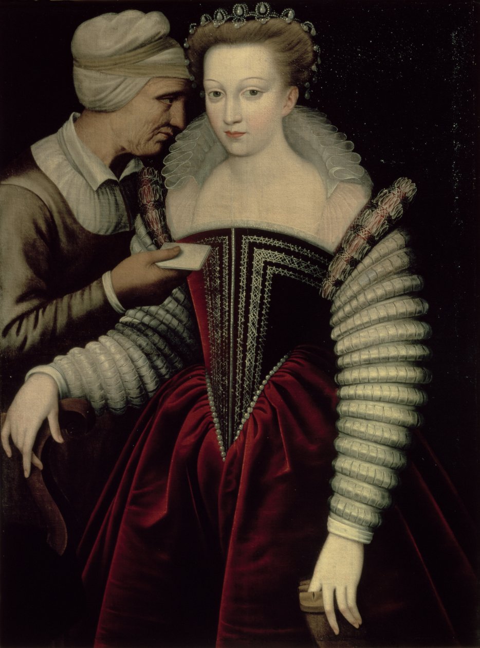 Der Liebesbrief, eine Dame mit ihrer Magd von French School
