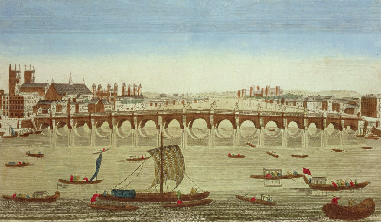 Ansicht der Westminster Bridge von Norden von French School