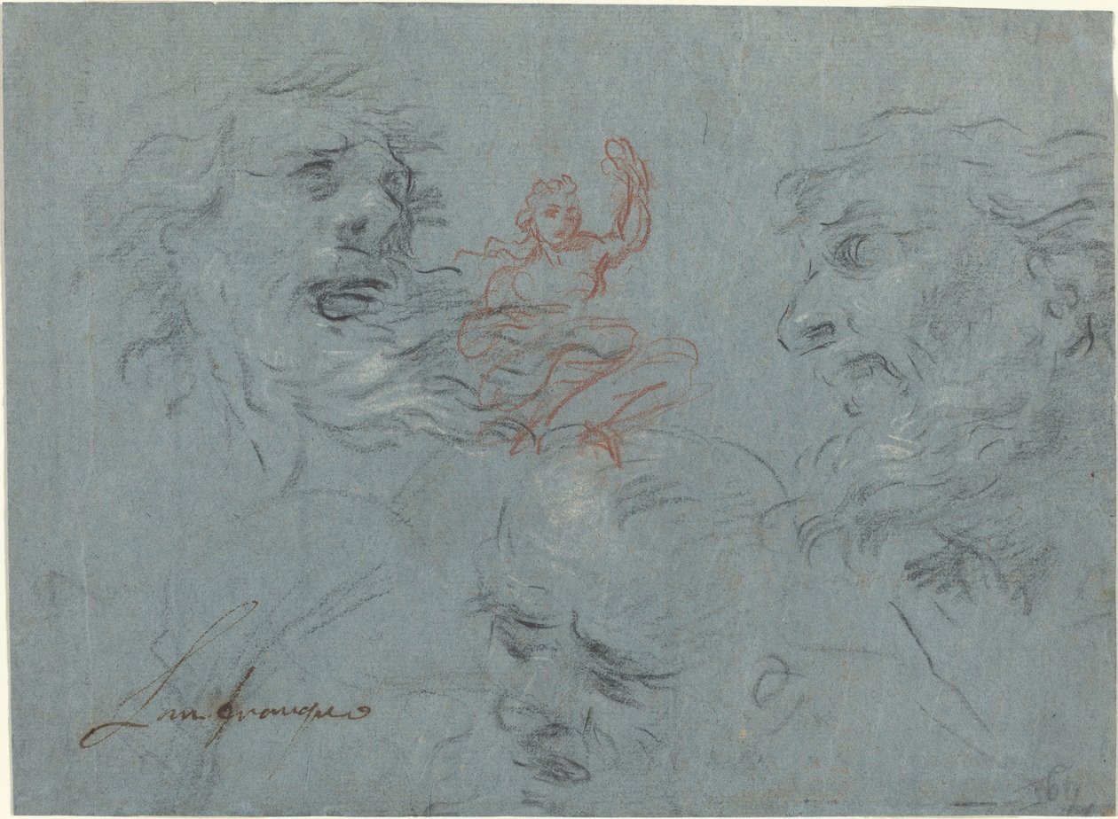 Studie von Köpfen (recto) von French 17th Century