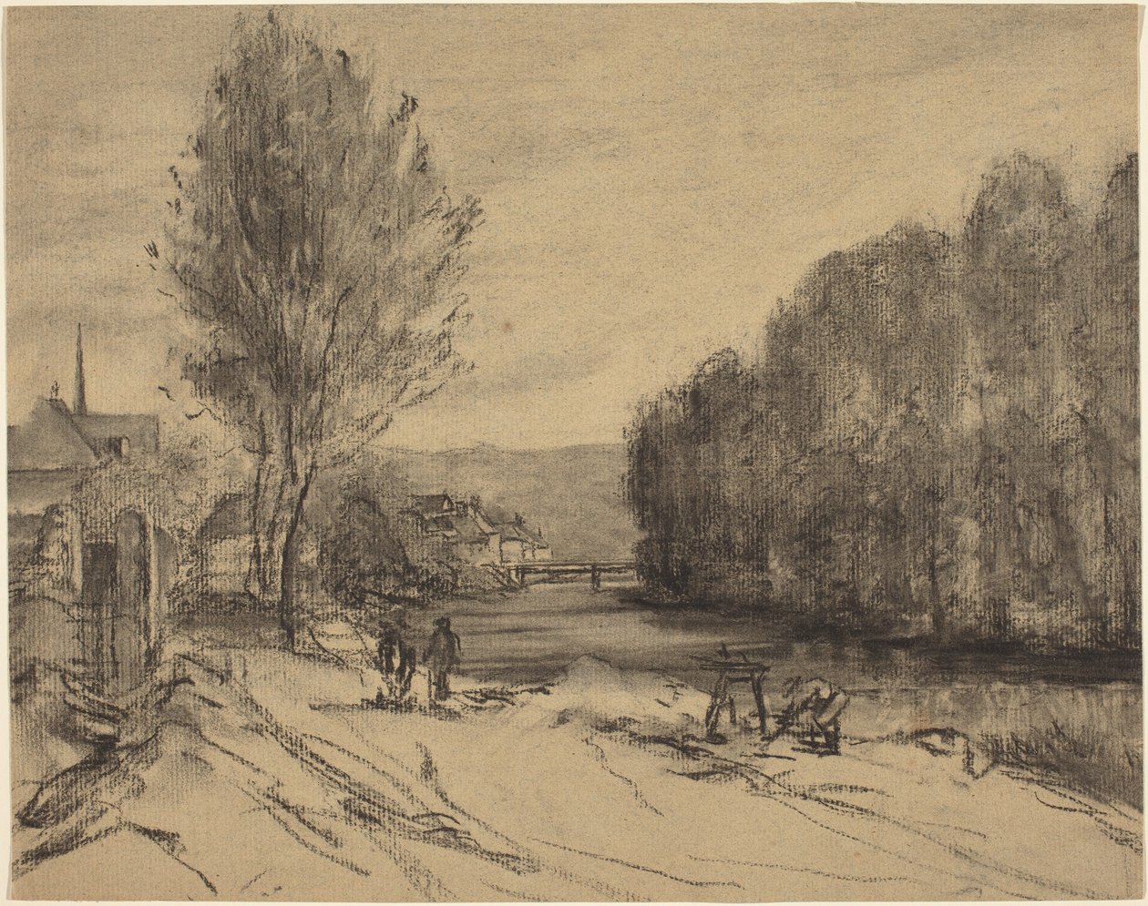 Eine Landschaft mit einem Fluss von French 19th Century