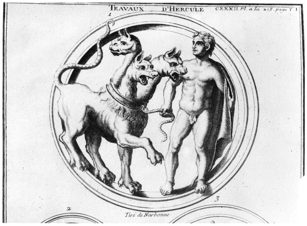 Cerberus von Herkules gezähmt von French School
