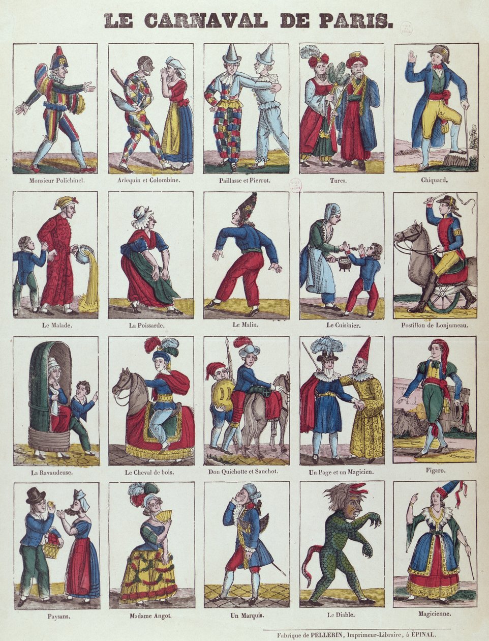 Figuren des Pariser Karnevals, ca. 1840 von French School
