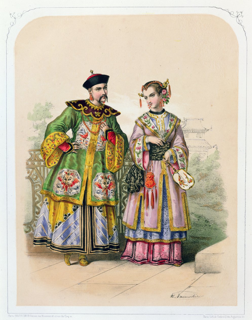 Chinesischer Herr und Dame, Mitte des 19. Jahrhunderts von French School