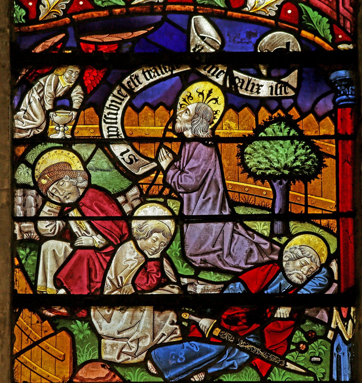 Christus in Gethsemane; schlafende Jünger von French School