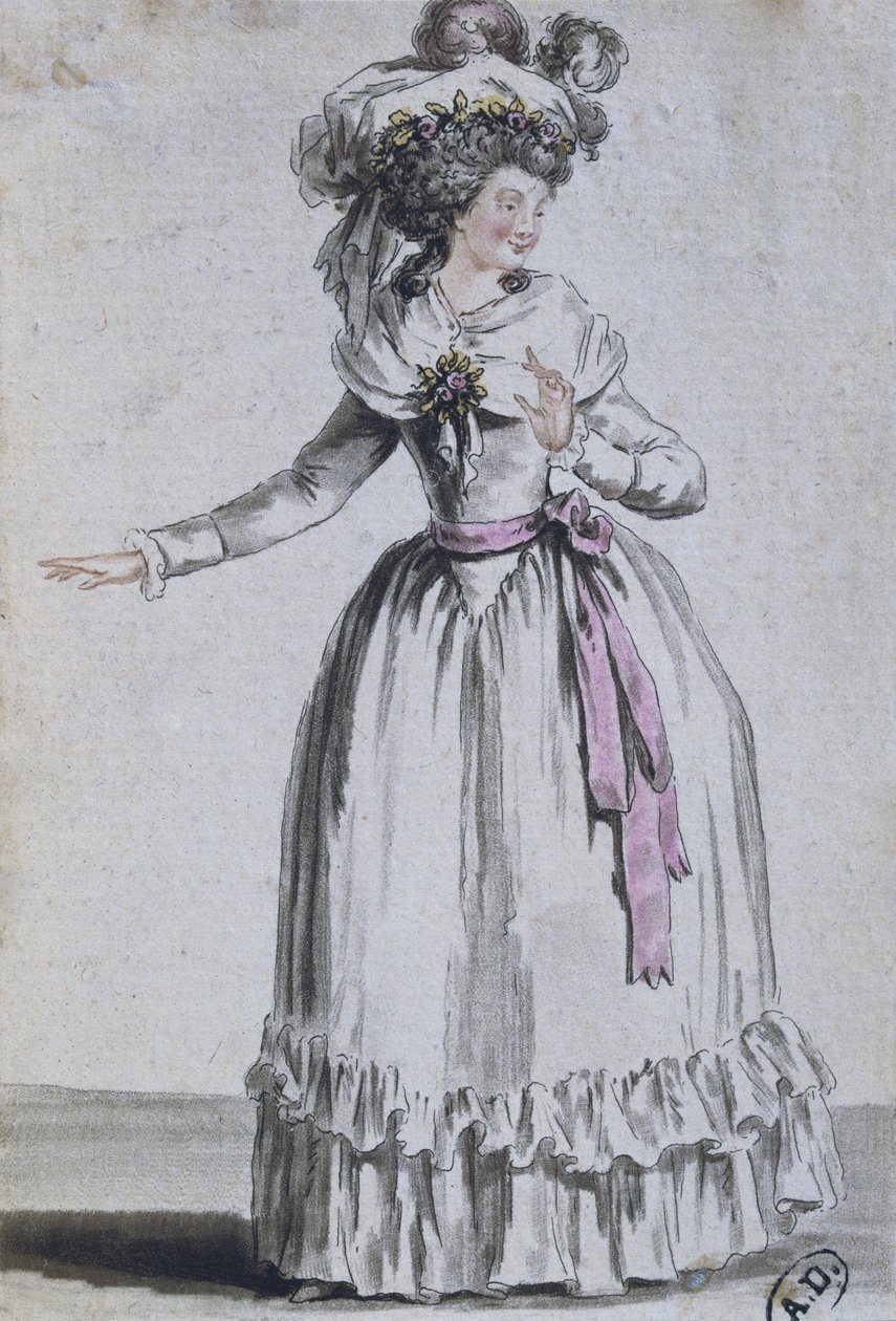 Kostüm einer Schauspielerin (Farbstich) von French School