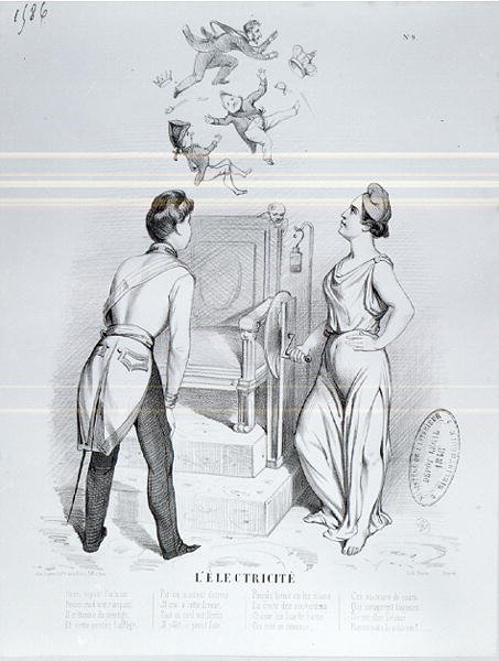 Elektrizität, Karikatur der Revolution von 1848 von French School