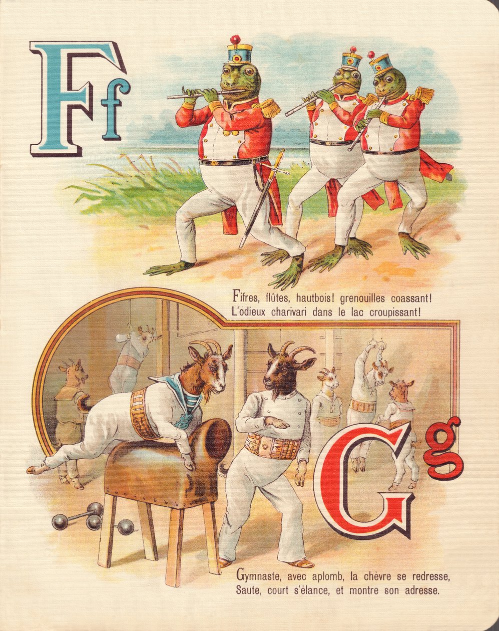 F G: Frosch, Flöte, Ziege, Gymnastik von French School