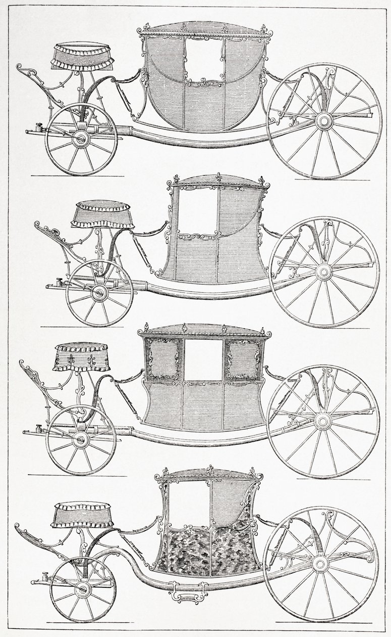 Modische Kutschen des 18. Jahrhunderts, 1875 von French School