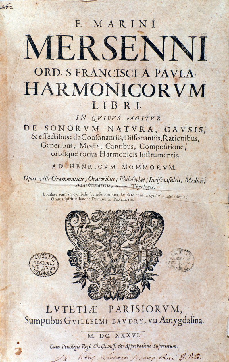 Frontispiz von Harmonie universelle von Marin Mersenne von French School