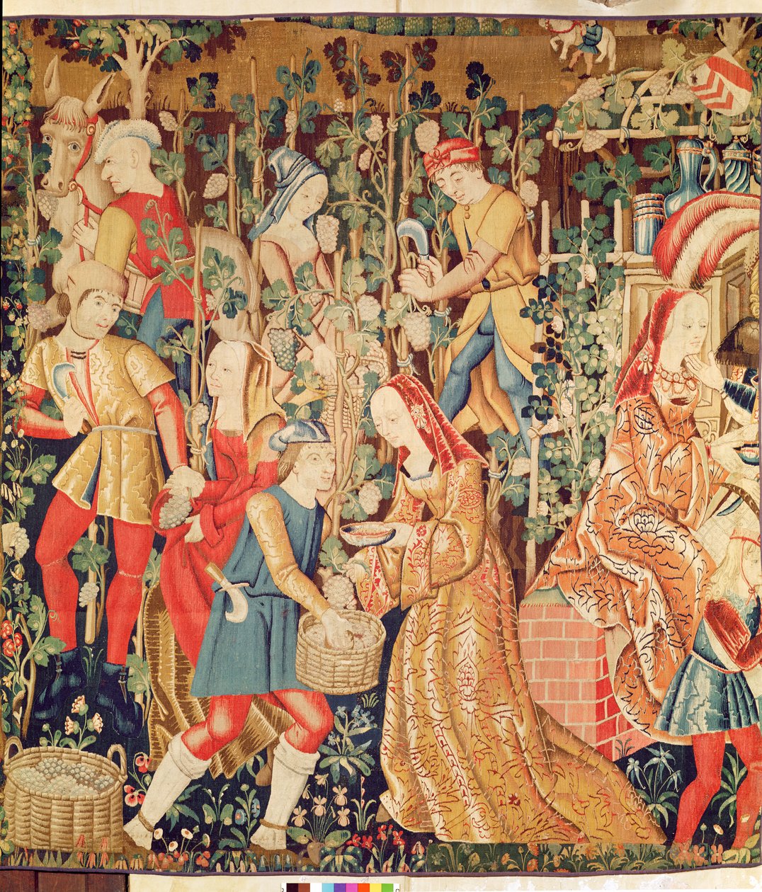 Traubenlese, Detail der Weinlese von French School