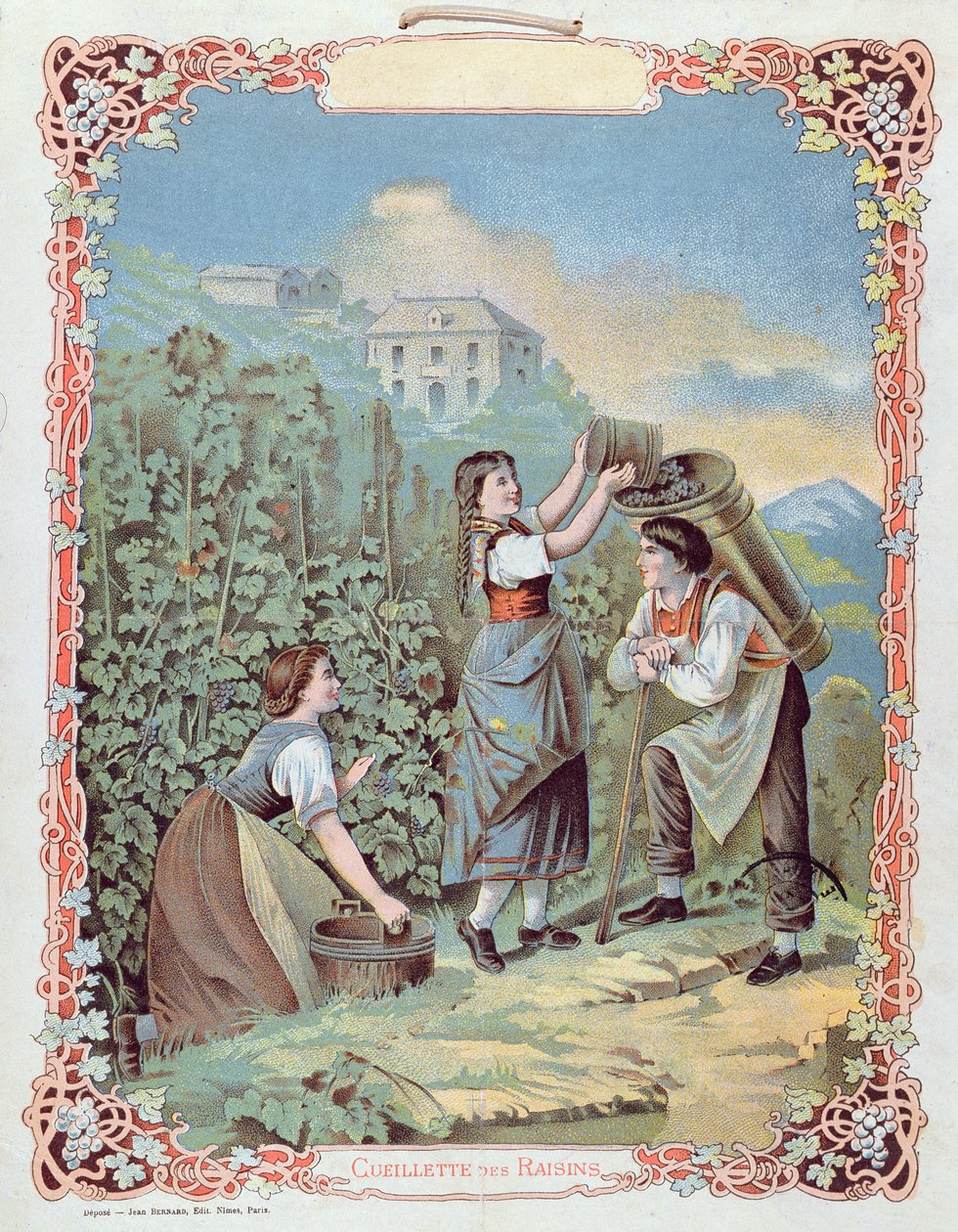 Trauben ernten, aus einem Kalender, ca. 1880 von French School