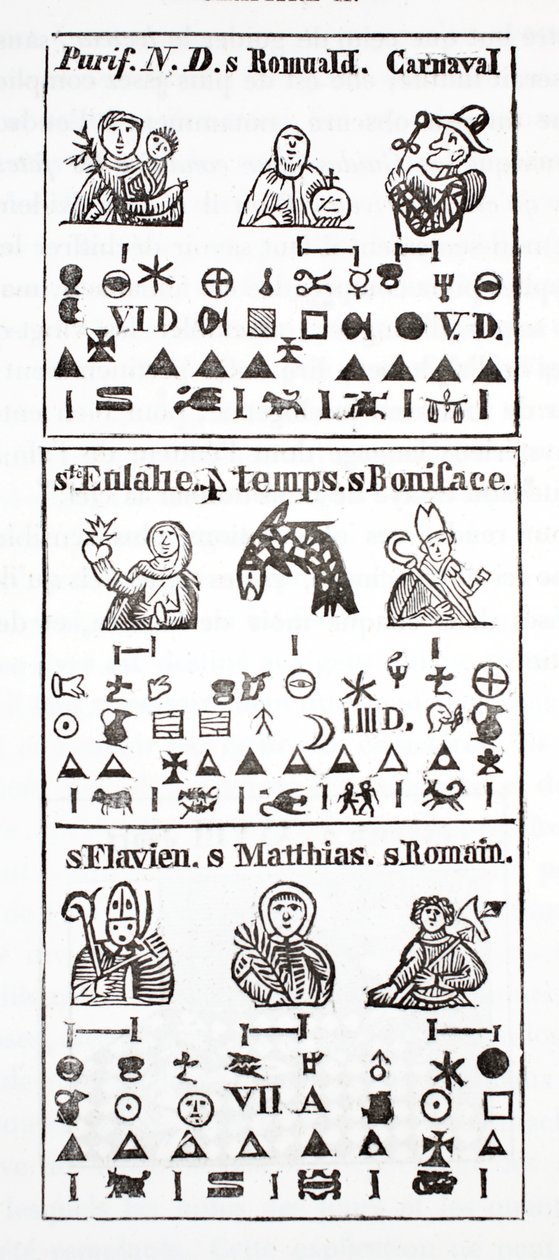 Hieroglyphische Zeichen in einem Almanach von French School