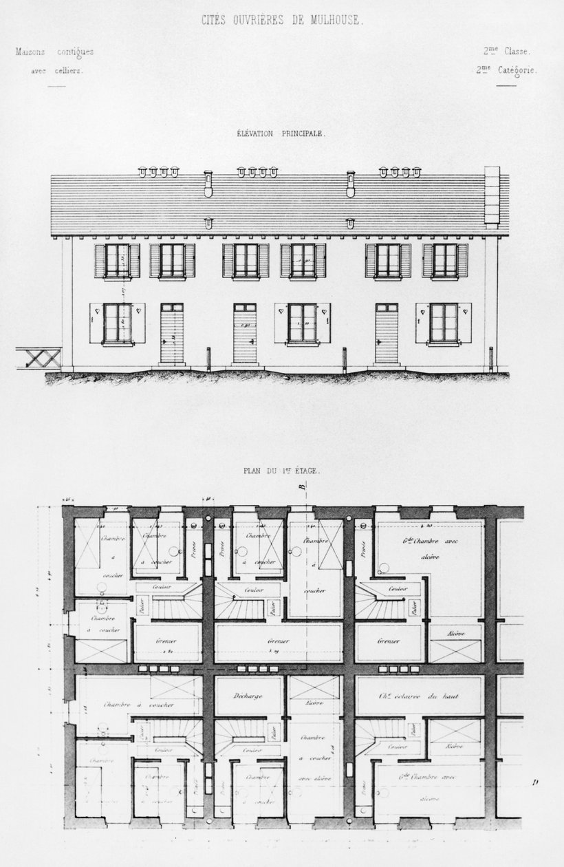Wohnsiedlung in Mulhouse, spätes 19. Jahrhundert von French School