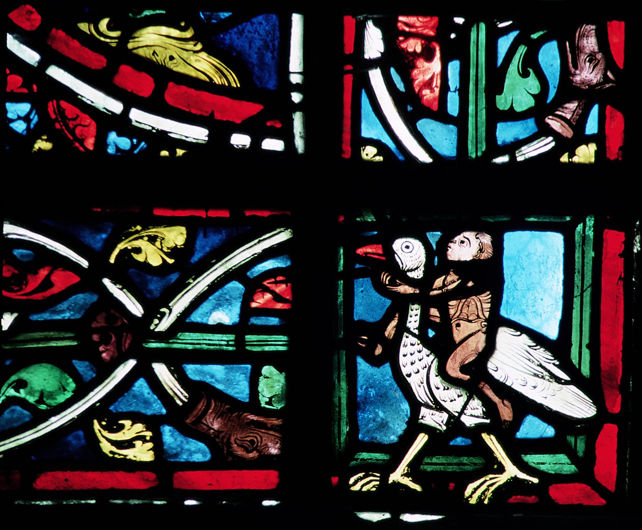 Mann reitet auf einem Vogel von French School