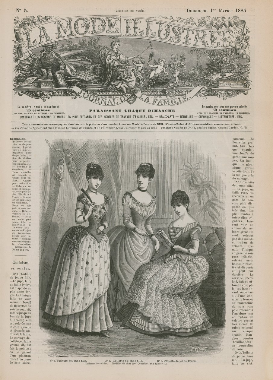 Seite aus La Mode Illustrée, 1885 von French School