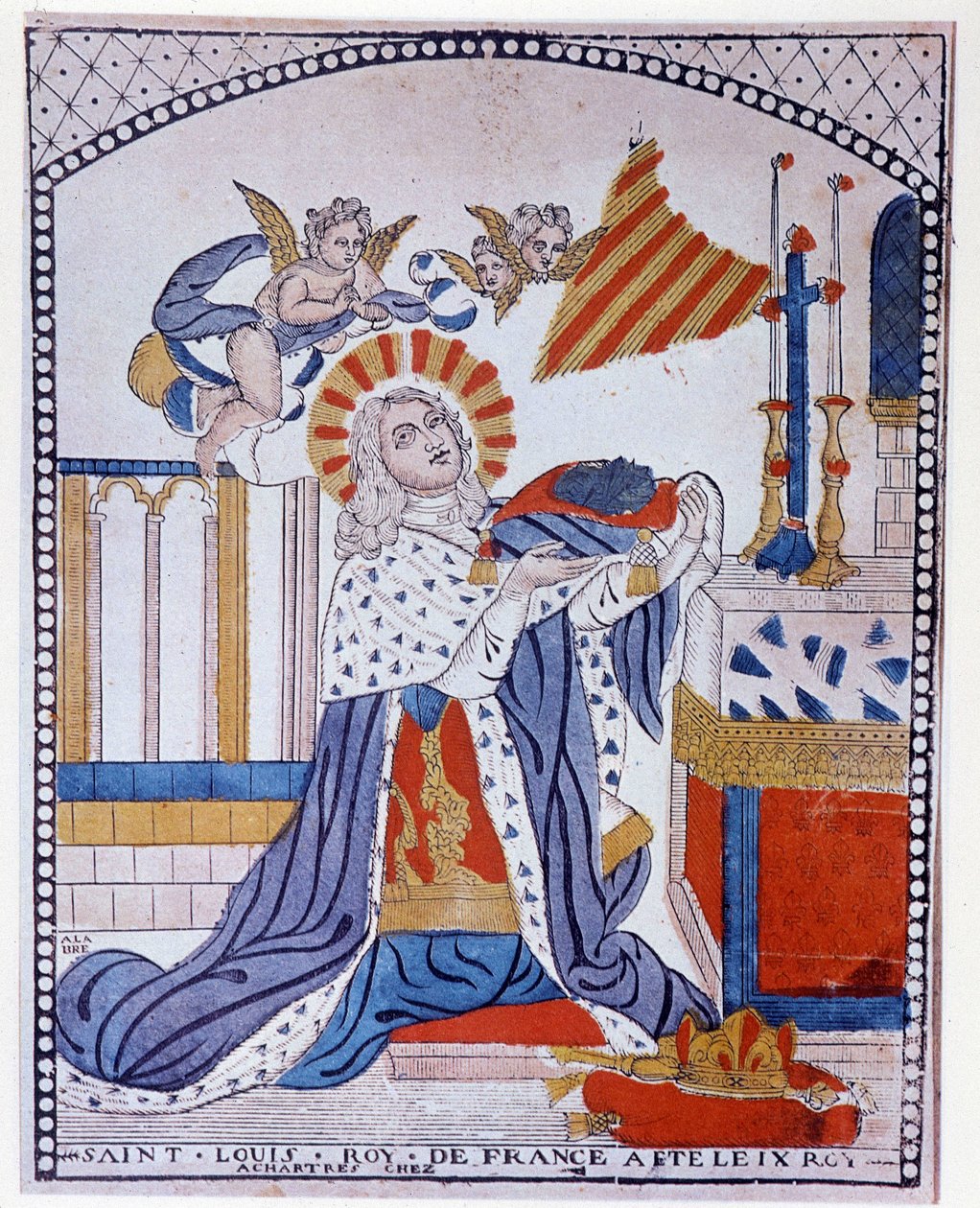 Porträt von Saint Louis im Gebet von French School