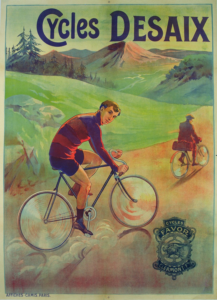 Plakat zur Werbung für Fahrräder Desaix von French School