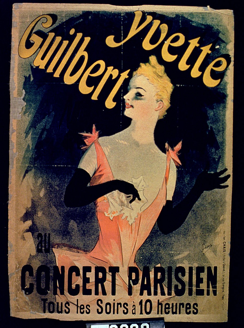 Plakat für Yvette Guilbert Pariser Konzert von French School