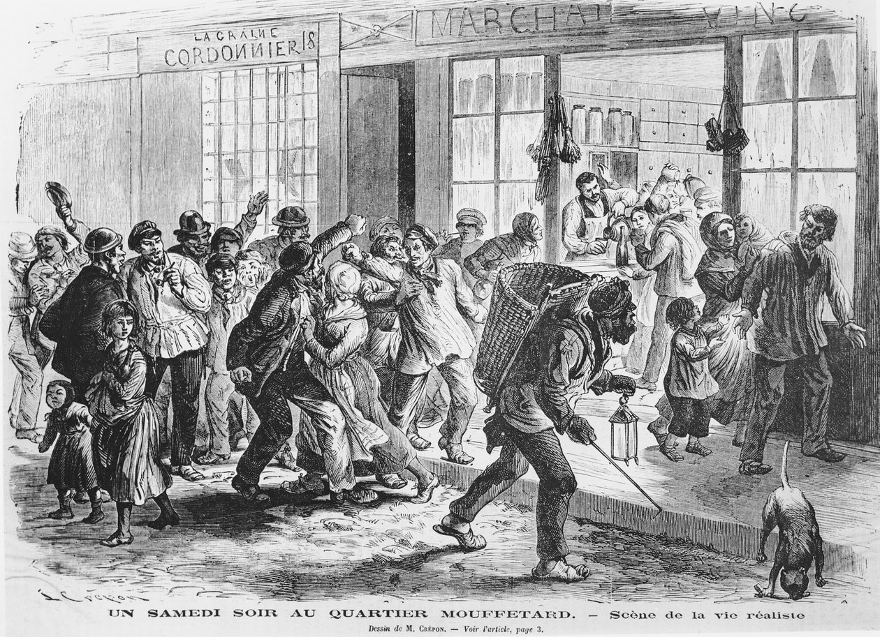 Samstagabend im Mouffetard-Viertel, ca. 1860 von French School