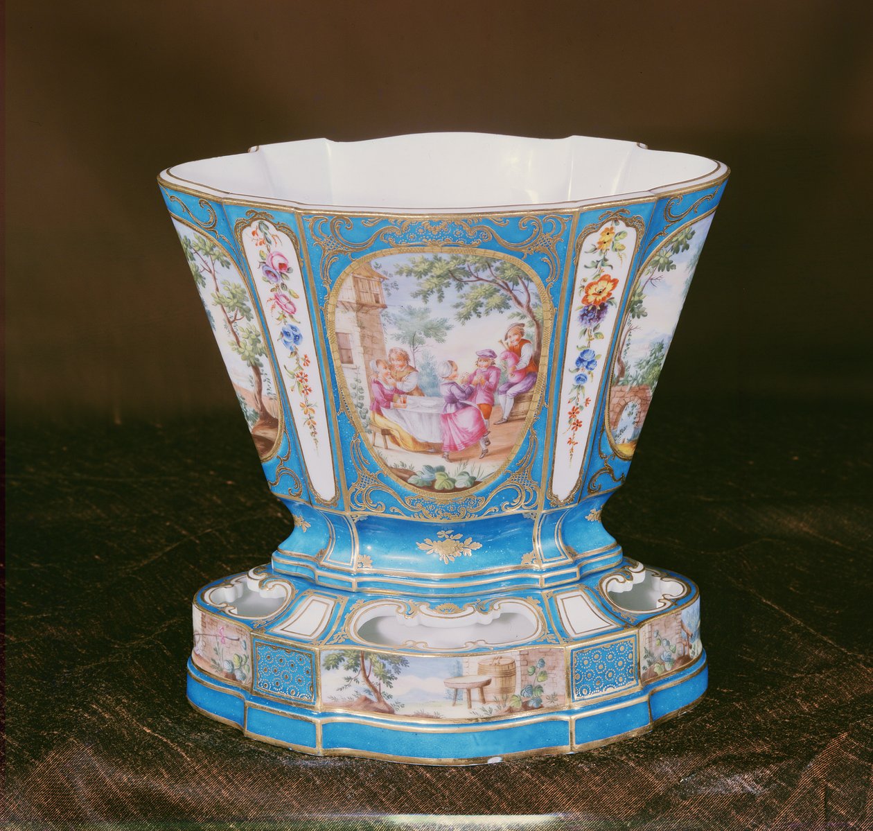 Sevres Eventail bleu-celeste Jardiniere von French School