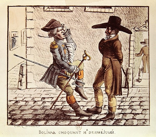 Simon Bolivar (1783-1830) schockiert M. Desprejuges von French School
