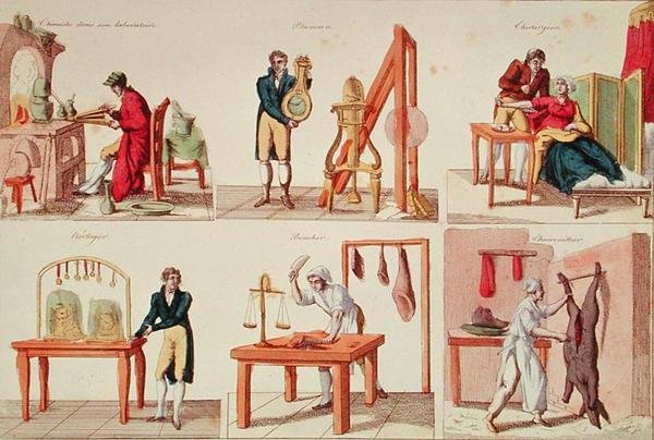 Sechs Berufe von French School