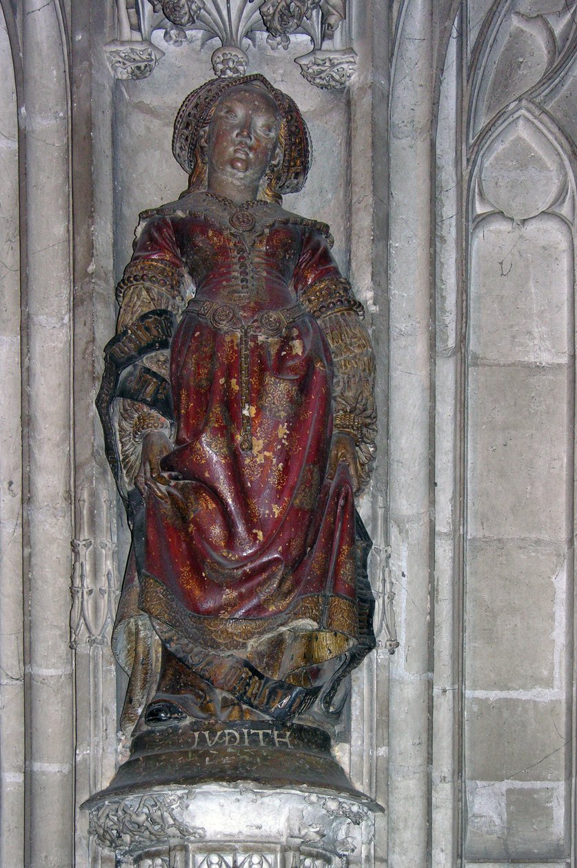 Statue der Judith (polychromer Stein) von French School