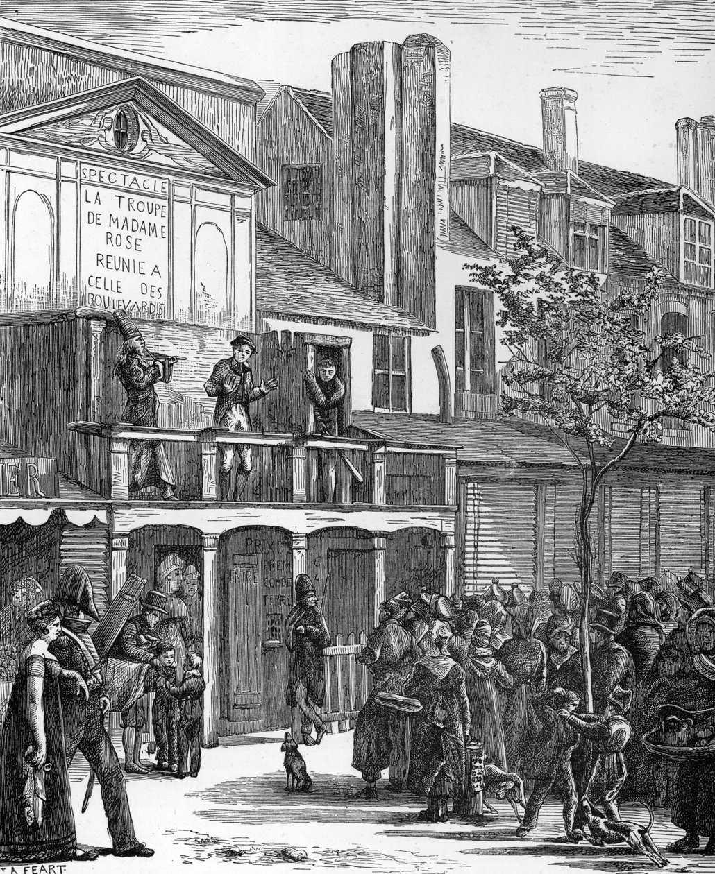 Straßentheater: Der Bobeche-Karnevalsumzug (Gravur) von French School