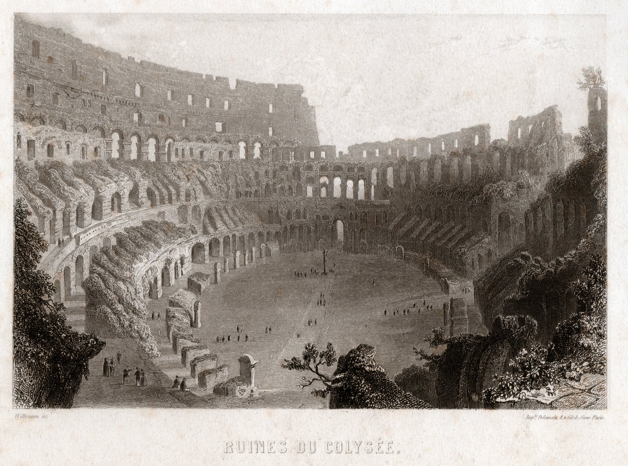 Das Kolosseum in Rom (Stich, ca. 1840) von French School