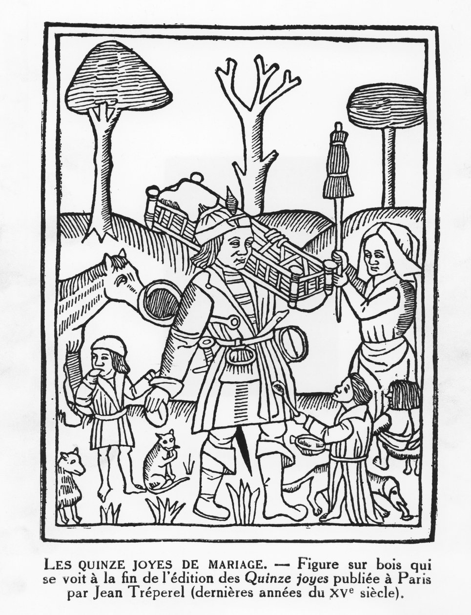 Die fünfzehn Freuden der Ehe (Gravur) von French School
