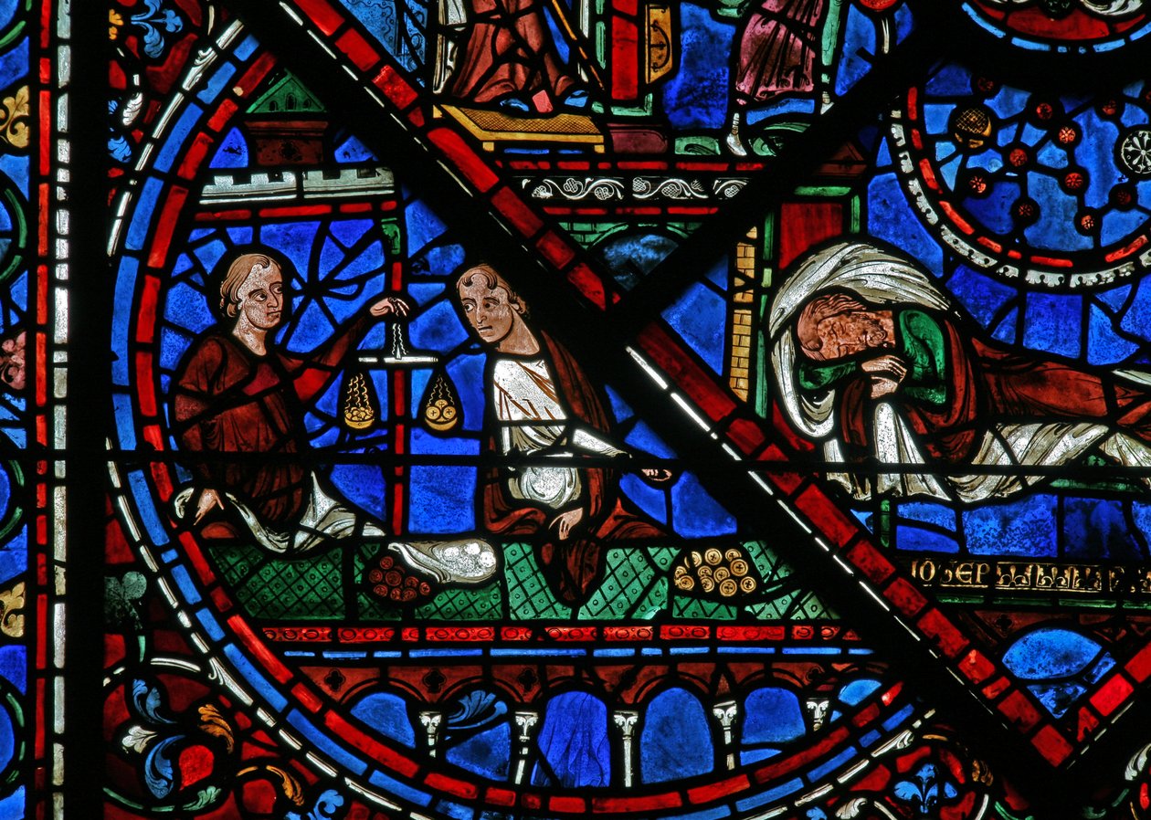 Das Joseph-Fenster: Die Geldwechsler von French School