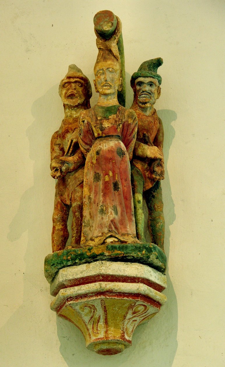 Das Martyrium der hl. Apollonia (polychromer Stein) von French School