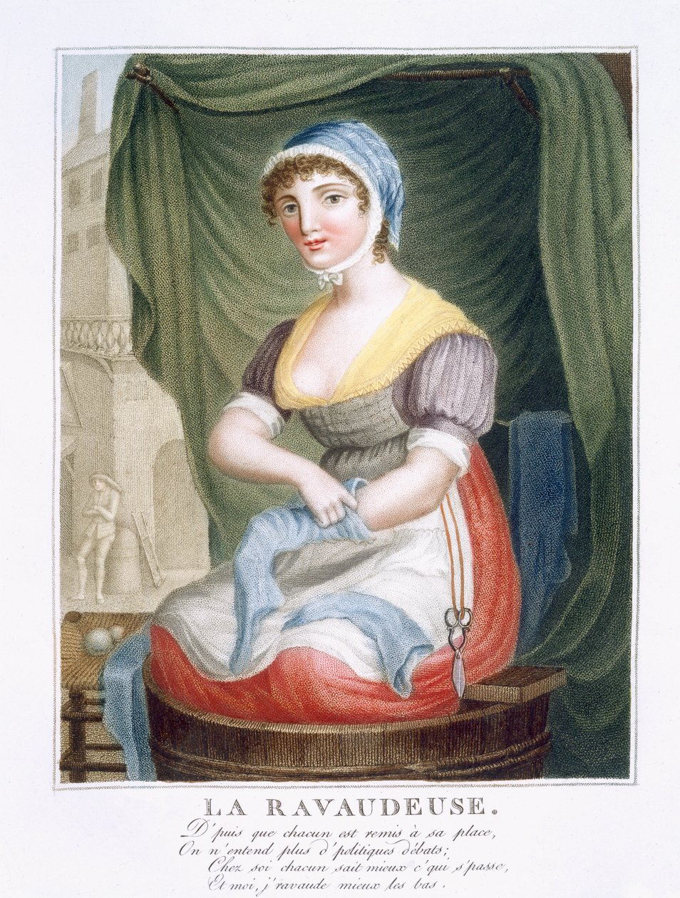 Die Strumpfrepariererin, ca. 1816 von French School