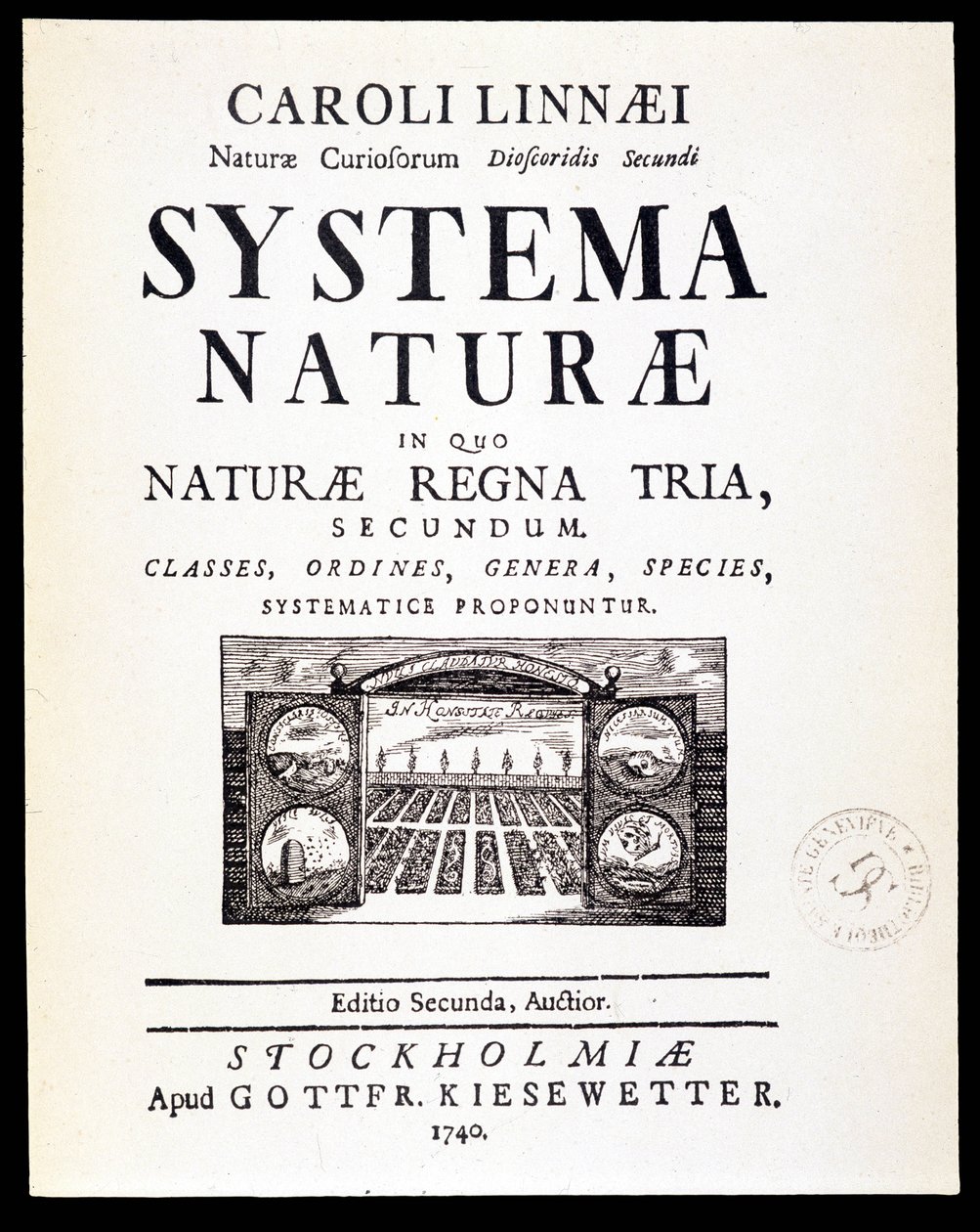 Titelseite „Systema naturae“ von Linné von French School